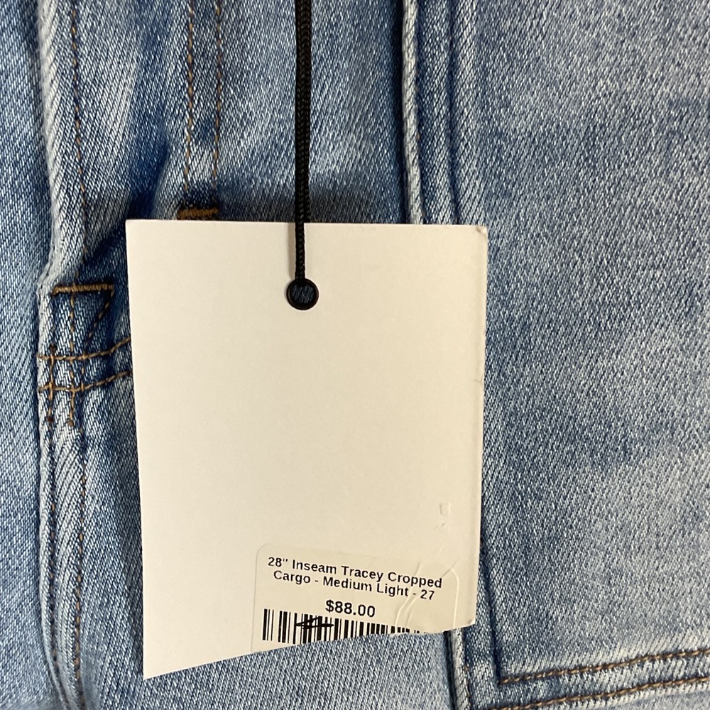 Hidden Denim Tracey Cropped Cargo Jeans Size 27 Blue 28” Inseam NWT - Picture 4 of 10